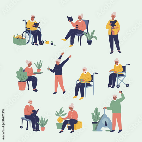 Elderly People Engaging in Various Activities.