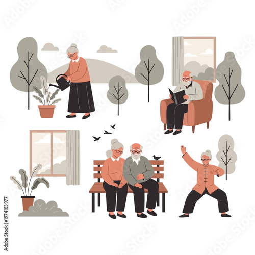 Elderly People Engaging in Various Activities.