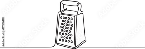 Cheese grater. Icon. Vector drawing. One line art. A simple drawing of a continuous line of a kitchen electric appliance. one line art icon drawing vector
