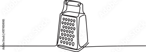 Cheese grater. Icon. Vector drawing. One line art. A simple drawing of a continuous line of a kitchen electric appliance. one line art icon drawing vector