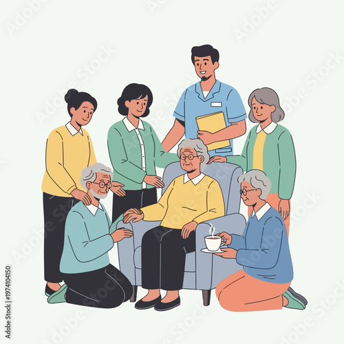 Elderly People Receiving Care and Support.