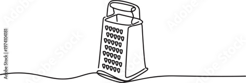 Cheese grater. Icon. Vector drawing. One line art. A simple drawing of a continuous line of a kitchen electric appliance. one line art icon drawing vector