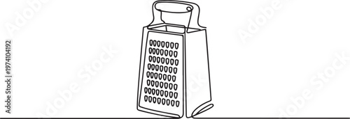 Cheese grater. Icon. Vector drawing. One line art. A simple drawing of a continuous line of a kitchen electric appliance. one line art icon drawing vector