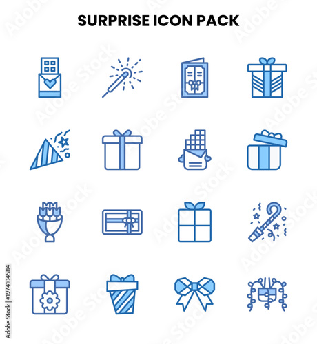 Surprise Two Colour Vector Icons Pack
