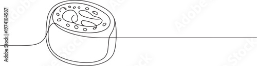 Sushi roll vector banner, background. One continuous line art drawing banner with text sushi menu for order, delivery. one line art icon drawing vector
