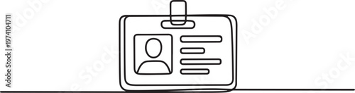 continuous line drawing employee identification card illustration vector, one line art icon drawing vector