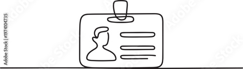 continuous line drawing employee identification card illustration vector, one line art icon drawing vector