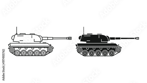 Tank Military Vehicle Line Art Silhouette Commercial Use