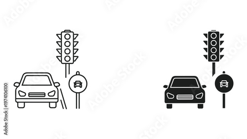 Car Traffic Light Intersection Symbol Commercial Concept