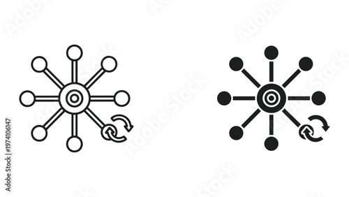 Network Hub Data Flow Circular Arrows Vector