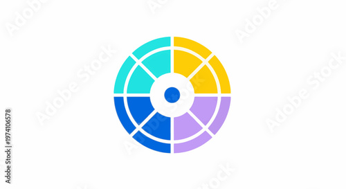 Colorful abstract circular design with segmented sections and vibrant hues.
