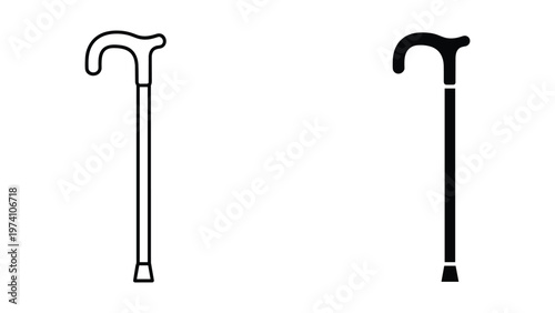 Cane Silhouette Icon Mobility Aid Support
