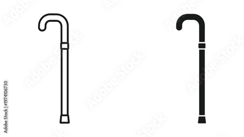 Walking Cane Icon Set Mobility Aid Style Options