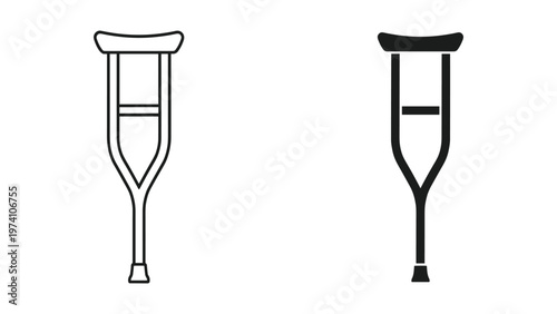 Crutch Medical Support Aid Vector Icon