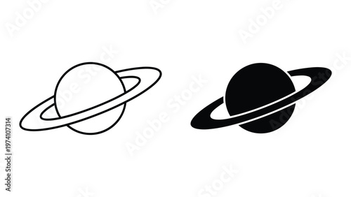Planet Saturn Ring Icon Space Symbol