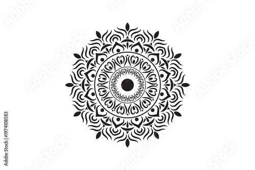 Elegant Black Mandala Ornament Floral Decorative Circle Vector Design