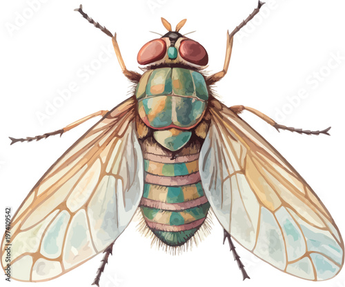 Hand-Painted Horsefly Watercolor, Realistic Insect Art, Isolated Vector Illustration
