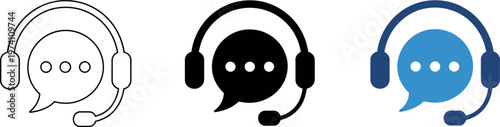 Customer support vector icons featuring technical assistance service operator staff agent help desk communication symbols for business