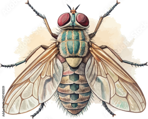 Watercolor Horsefly Clipart, Large Fly Illustration, Isolated on White