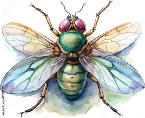 Hand-Painted Horsefly Watercolor, Realistic Insect Art, Isolated Vector Illustration