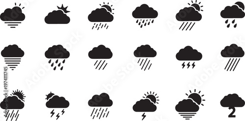Weather Forecast Icons Set in Black and White