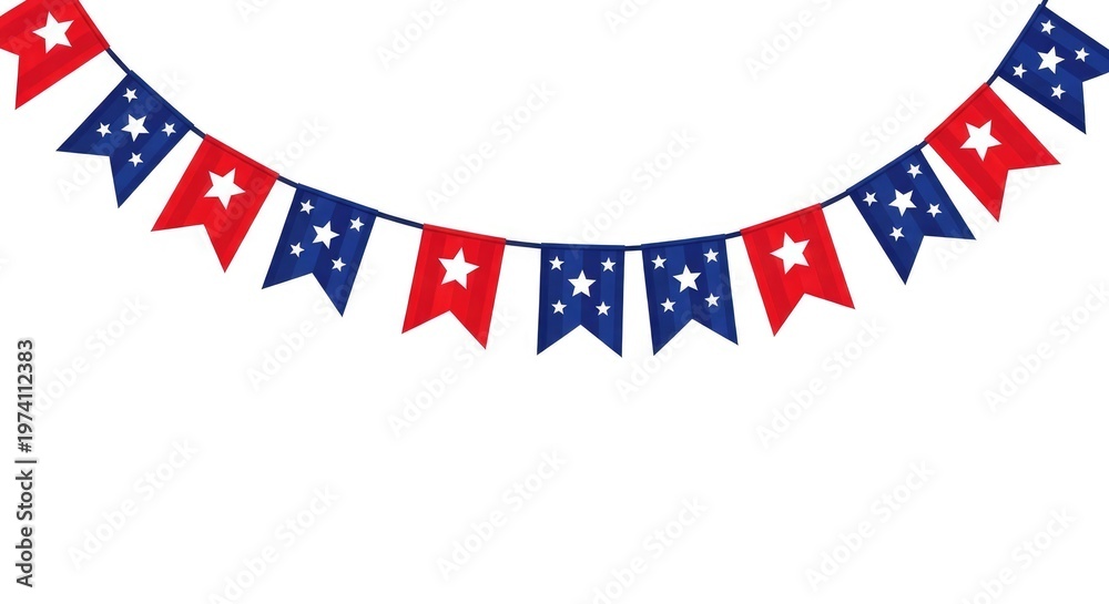 Fototapeta premium Patriotic memorial day garland honoring heroes with american flags and festive decorations