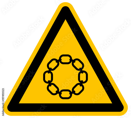Señal de advertencia de cadena circular símbolo de unión conexión o restricción seguridad ilustración vectorial