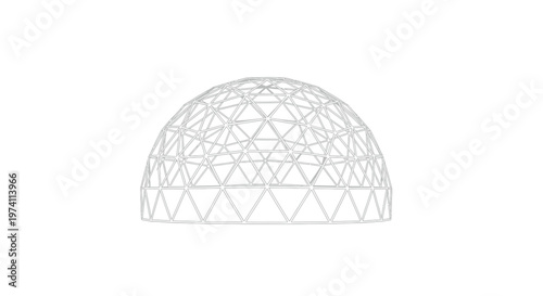 Geometric dome structure made of interconnected triangular wire frame elements