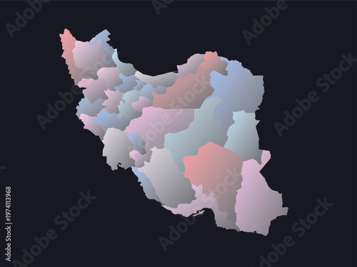 Iran map gradient pastel regions modern colorful provinces illustration