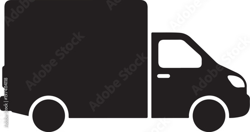 Black silhouette of a delivery truck vehicle