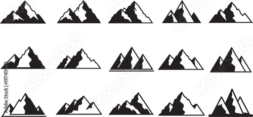 Black and white mountain range silhouette pattern