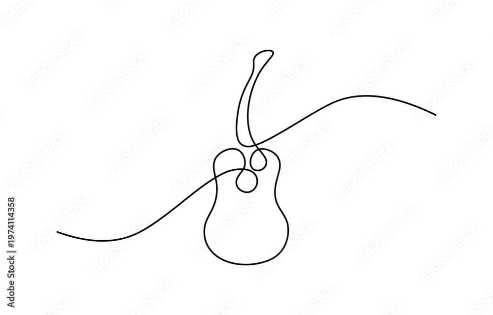Obraz premium Minimalist One-Line Guitar Art Continuous Line Vector Drawing for Branding and Decor