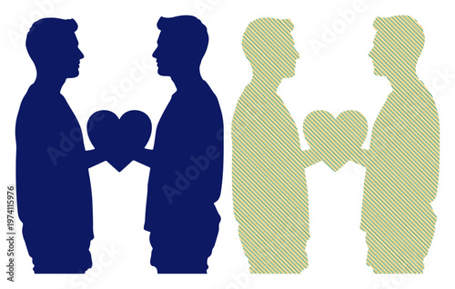 Two couples sharing love and connection with hearts