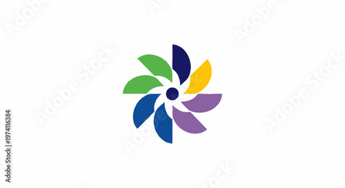 Colorful Abstract Flower Petal Design on White Background for Branding.