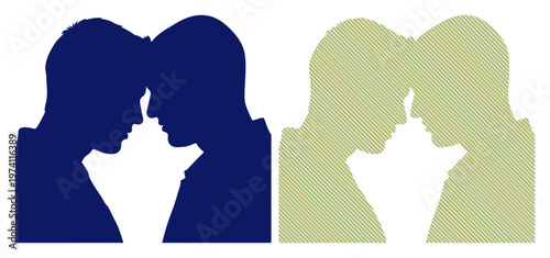 Two men in silhouette touching foreheads, symbolizing connection and shared emotion