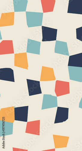 Colorful Abstract Geometric Pattern with Unique Irregular Shapes.