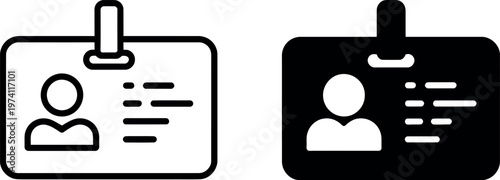 ID badge icons vector set featuring ID card identification card and driver license symbols modern identity verification illustration