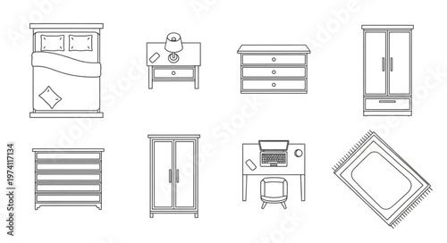 Furniture Collection - Bed, Desk, Dresser, Wardrobe, and More.