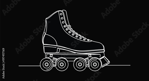 Inline skate with four wheels and lace up boot design