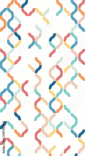 Colorful Abstract Geometric Pattern with Wavy Lines and Shapes.