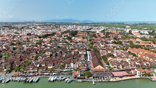 Photos Hoi An (Hoian), Da Nang City (Quang Nam), Vietnam: 4K aerial view of ancient town, UNESCO heritage, Hoai river, boats, lantern streets and historic waterfront
