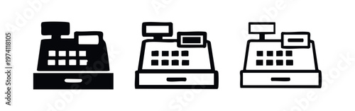 Modern Cash Register Machine Icons Set
