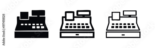 Digital Cash Register Icons with Screen