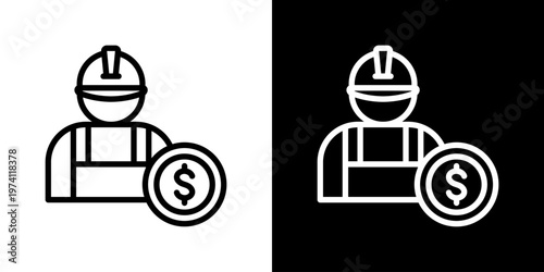 Foto Labor Cost Icon Set Vector Collection Isolated In Black And White