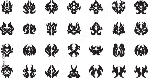 Collection of unique black tribal tattoo designs and symbols