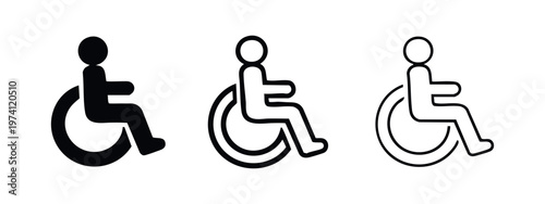 Wheelchair access icon set. Disability, accessibility, and handicapped symbol.