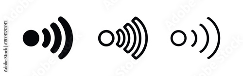 Contactless payment and NFC signal icons. Wireless communication symbols for modern transactions.
