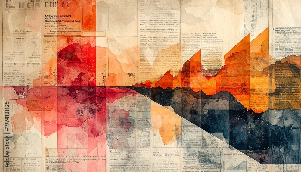 Obraz premium Retro newspaper texture background with abstract print details. Vintage paper surface ideal for editorial design, grunge layouts, and classic media concepts.