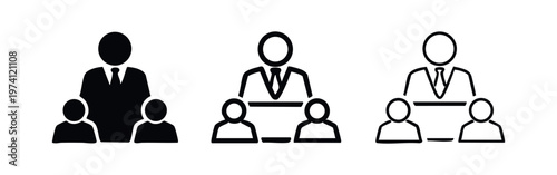 Team Leader and Group Icon Set. Business Organization and Management Symbols.