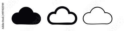 Cloud Icon Set - Data Storage, Computing, and Network Symbol